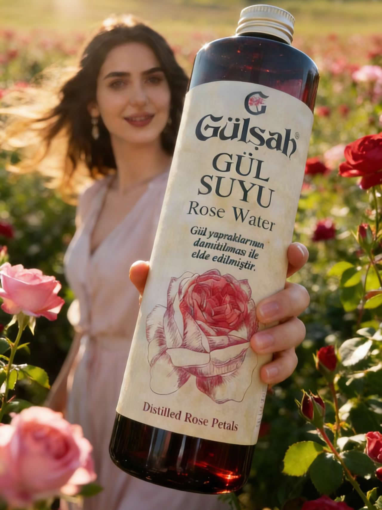 Türk gül suyu yan görünüm